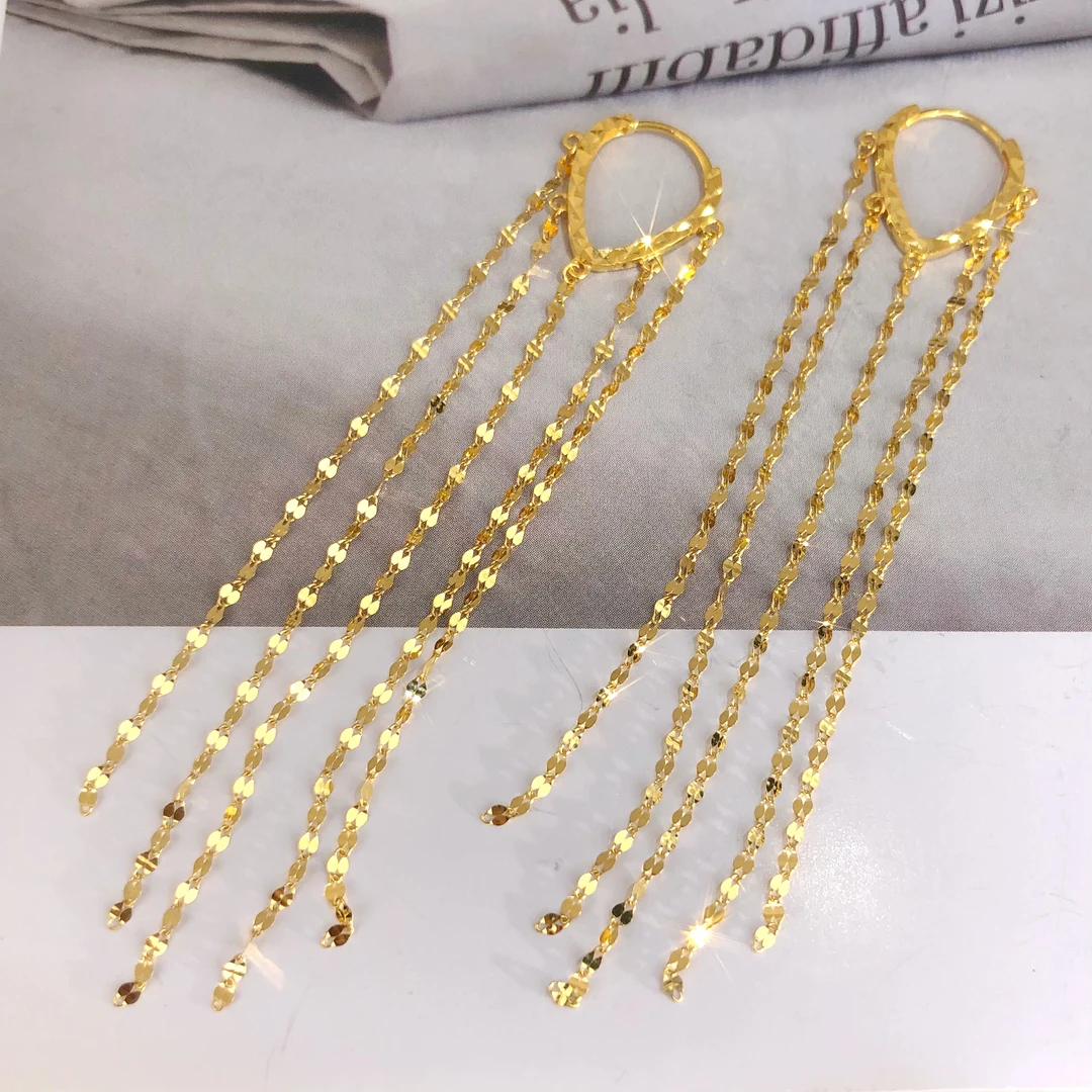 【皇冠轻奢】18k金 | 爆闪流苏仙气耳扣 长7cm