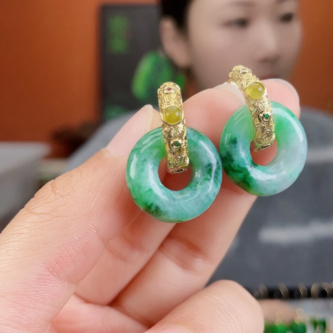 翡翠未镶嵌耳饰饰品