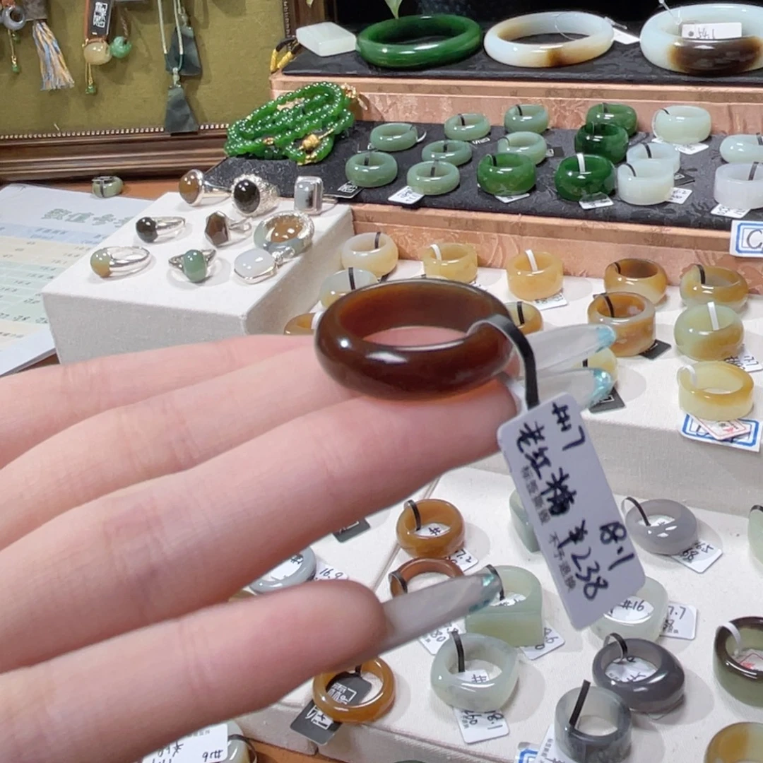 和田玉（糖玉）未镶嵌戒指6-内径18.1