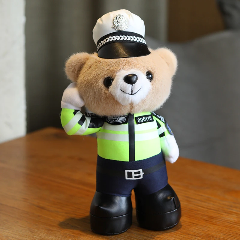 警款网红小熊公仔交警熊猫玩偶制服毛绒玩具