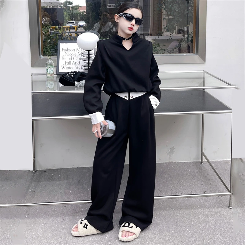 女童春秋洋气时髦两件套2025新款女孩时尚童装休闲卫衣套装中大童