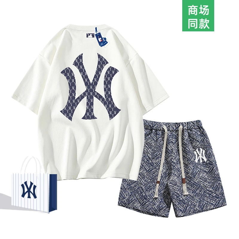 官方正版短袖短裤套装男夏季印花情侣款纯棉圆领T恤潮牌休闲半袖