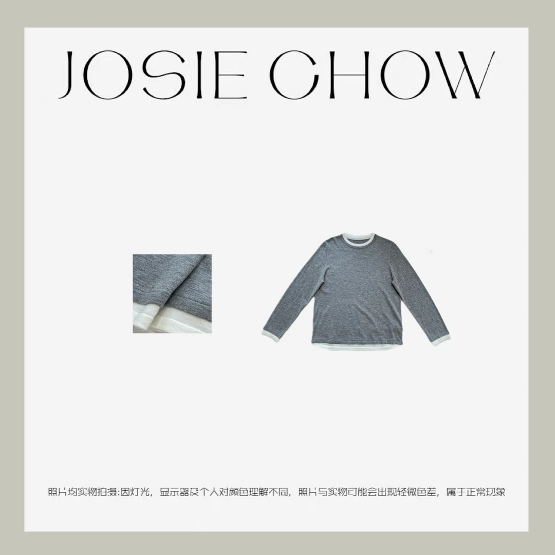 JOSIE CHOW【假两件】圆领重磅百搭设计感咩毛衣。ED631013