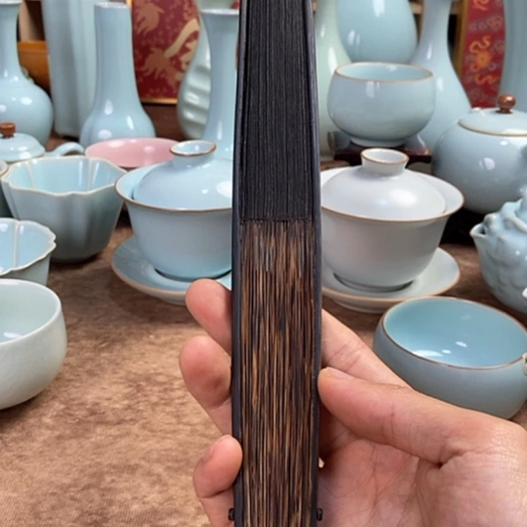 【闪购商品】新素面黑纸扇 送一个扇套