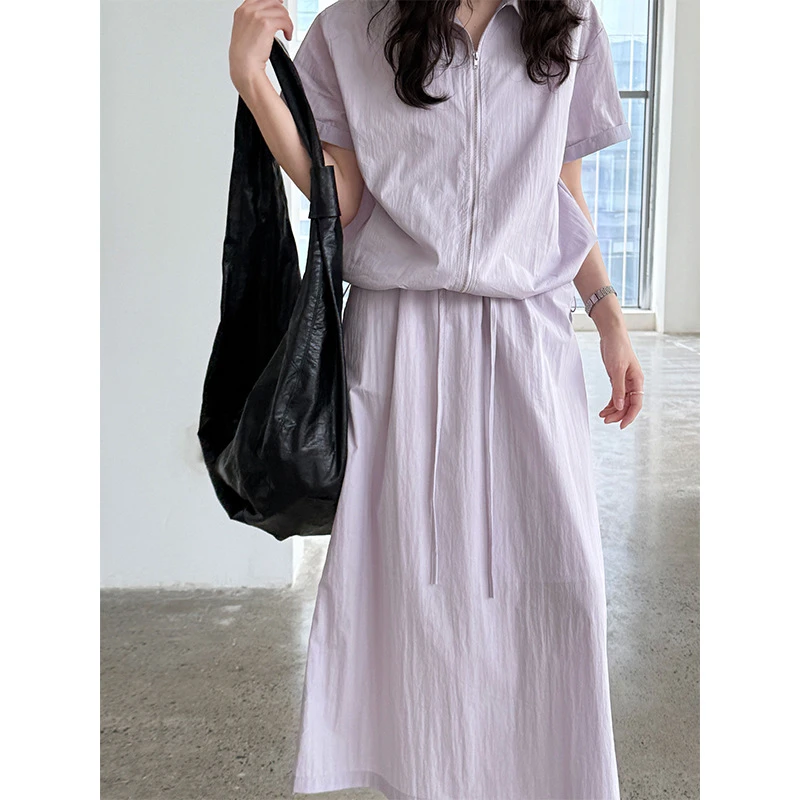 凯翔臻选日系简约运动风套装女夏季新款减龄短袖外套半裙两件套