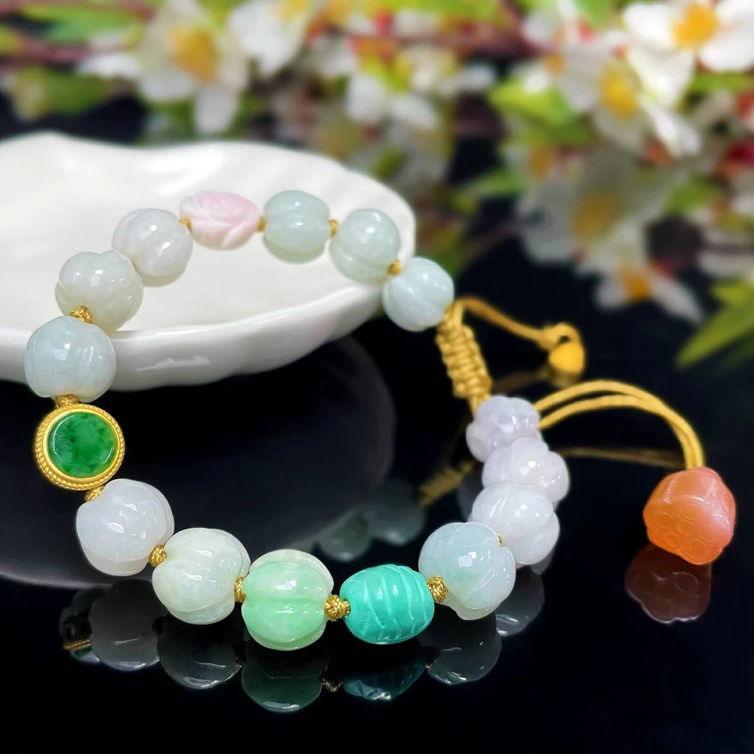 直播同价）天然翡翠设计款单圈女款网红首饰品手工diy（正品带证