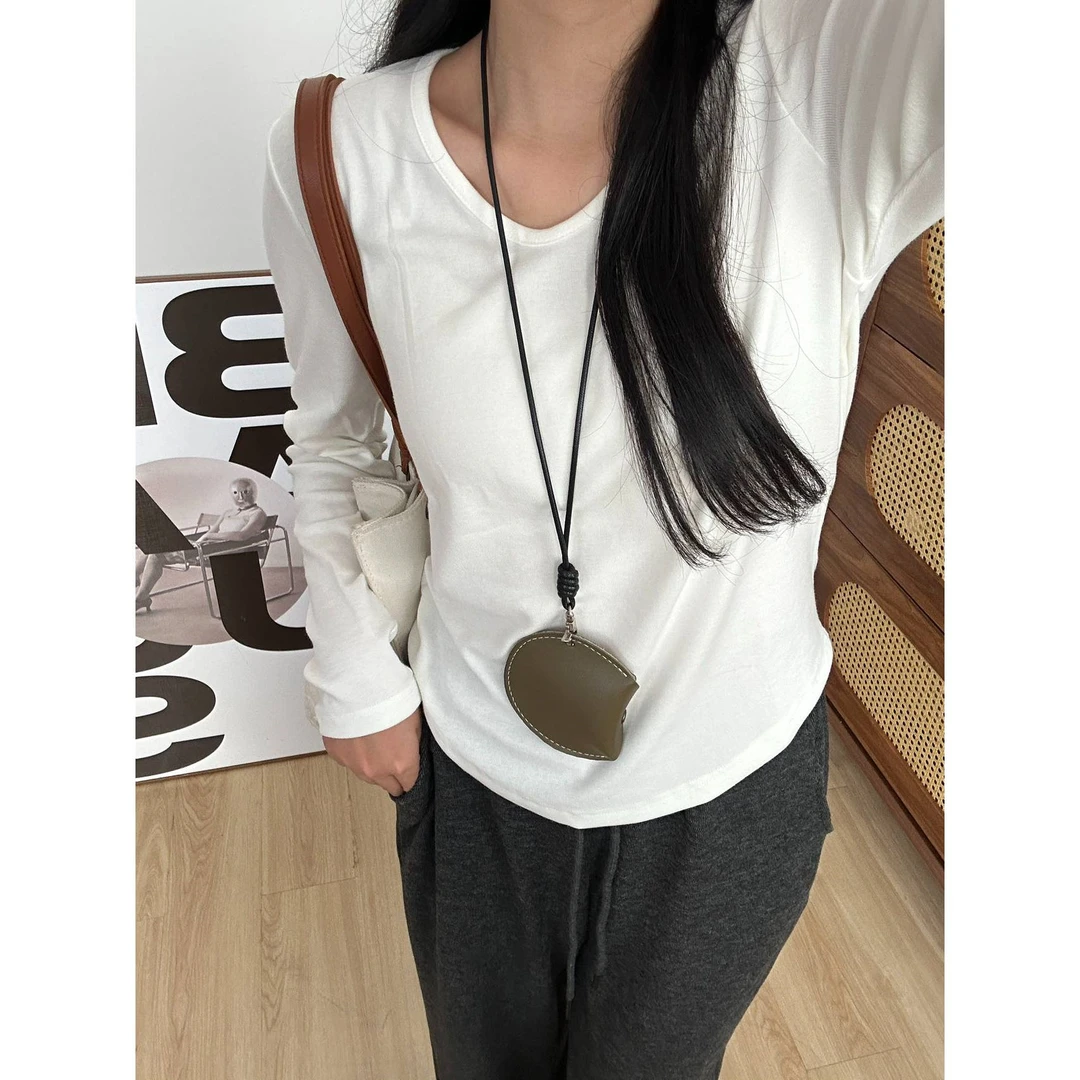 【BINLIN】UV领3A级面料小蛮腰显瘦修身春秋款打底衫气质长袖T1297