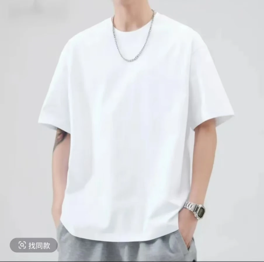 【拍一发二】2025重磅夏季纯棉宽松T恤圆领短袖显瘦男女同款-净版