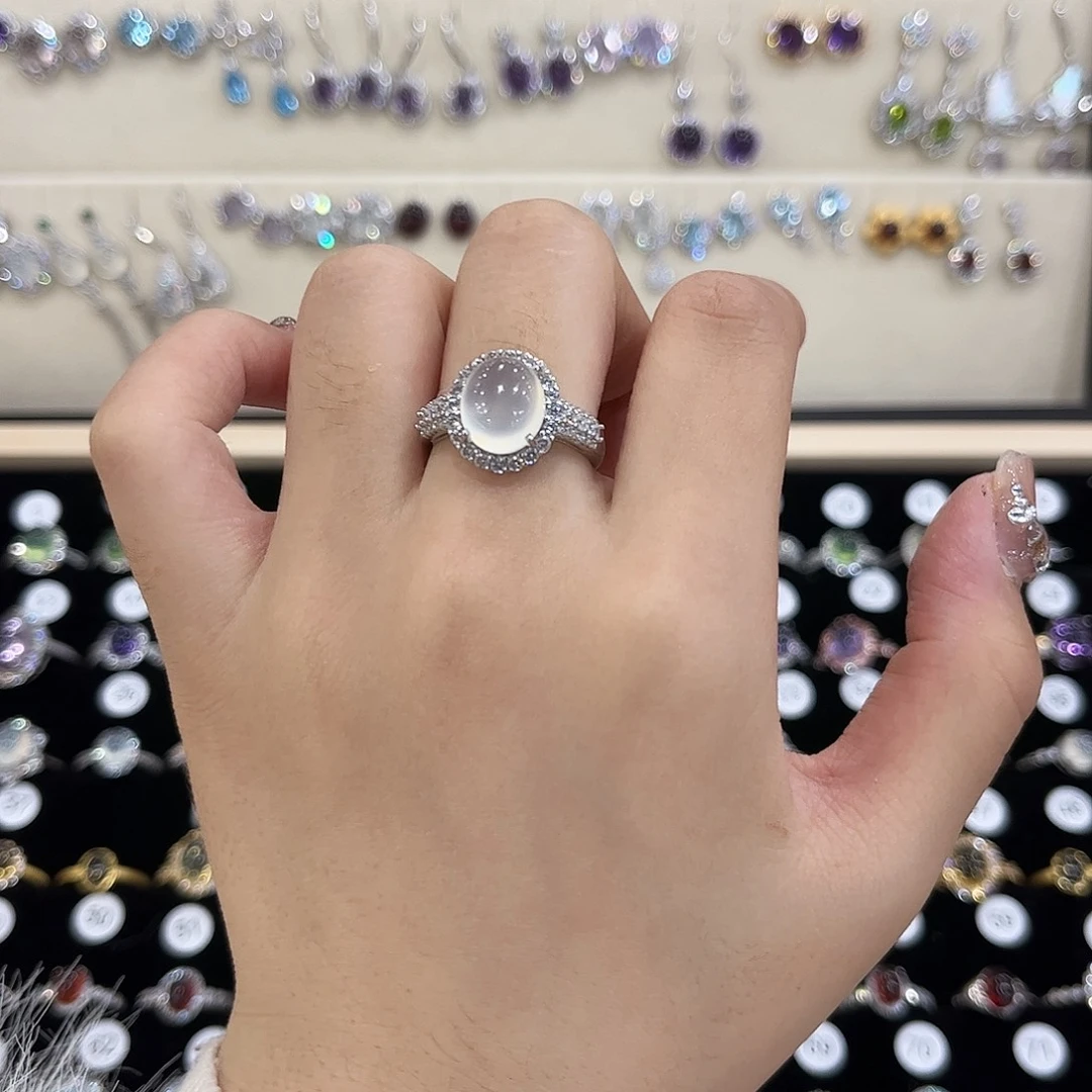 岫玉银S925镶嵌戒指大爆款