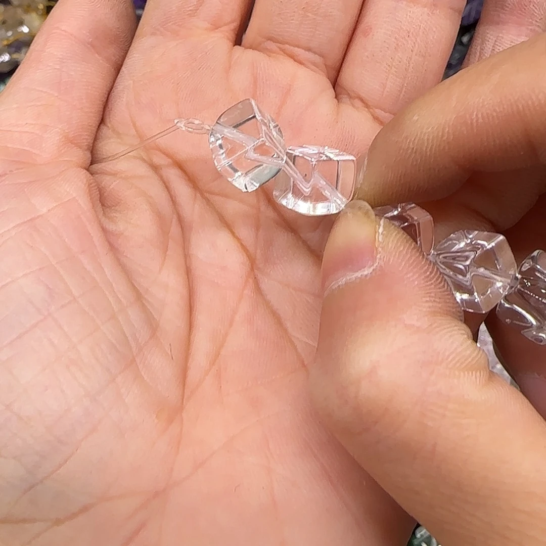 玛瑙/玉髓合金珠宝半成品白水晶对角12mm2颗