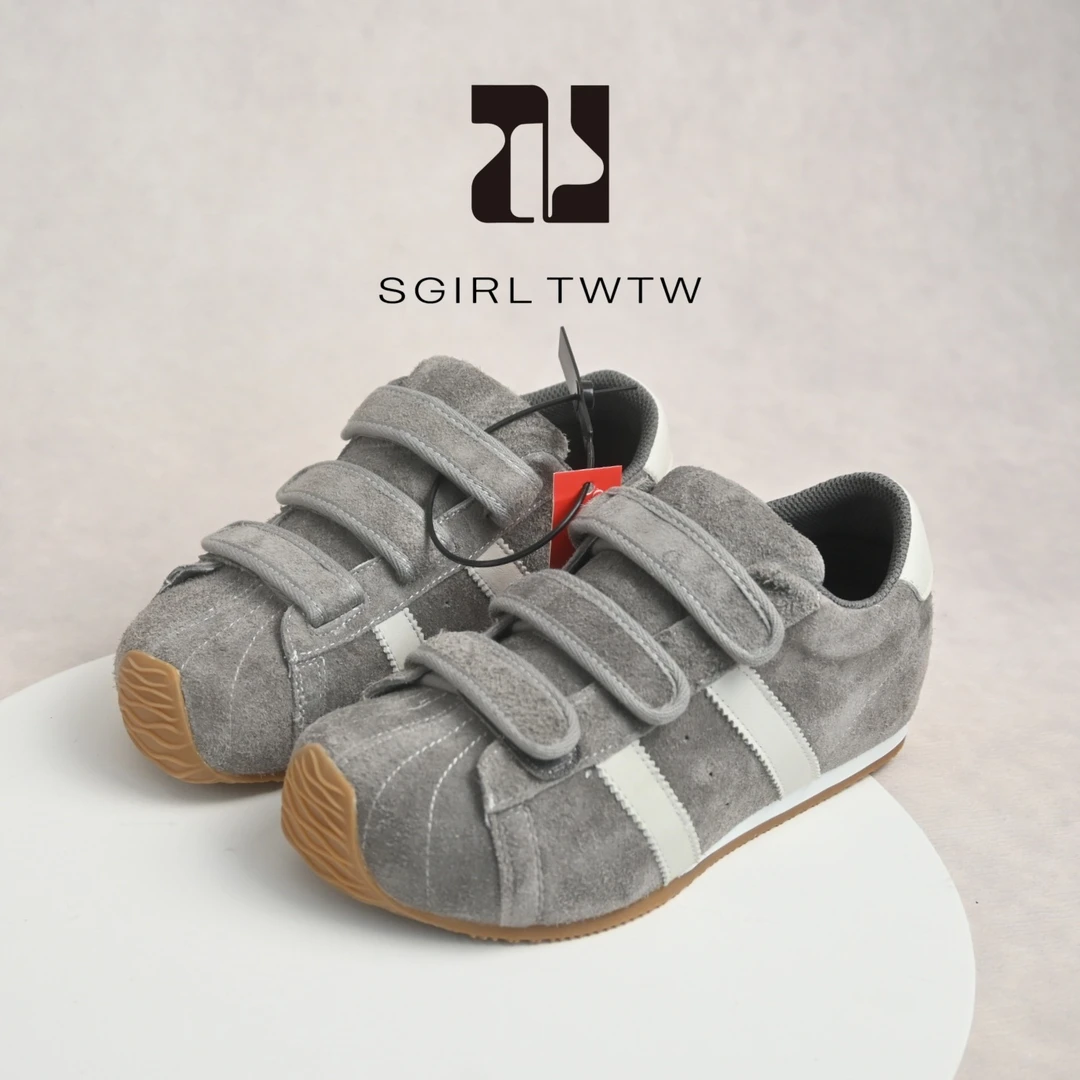 SGIRL TWTW日系丑萌魔术贴德训鞋2025新款反绒皮户外透气阿甘鞋女