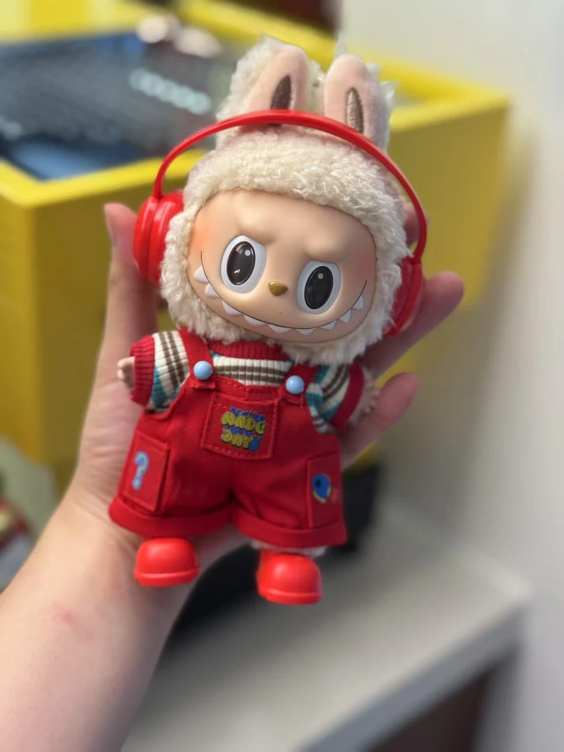 仅娃衣、labubu可穿衣服条纹T恤背带裤套装