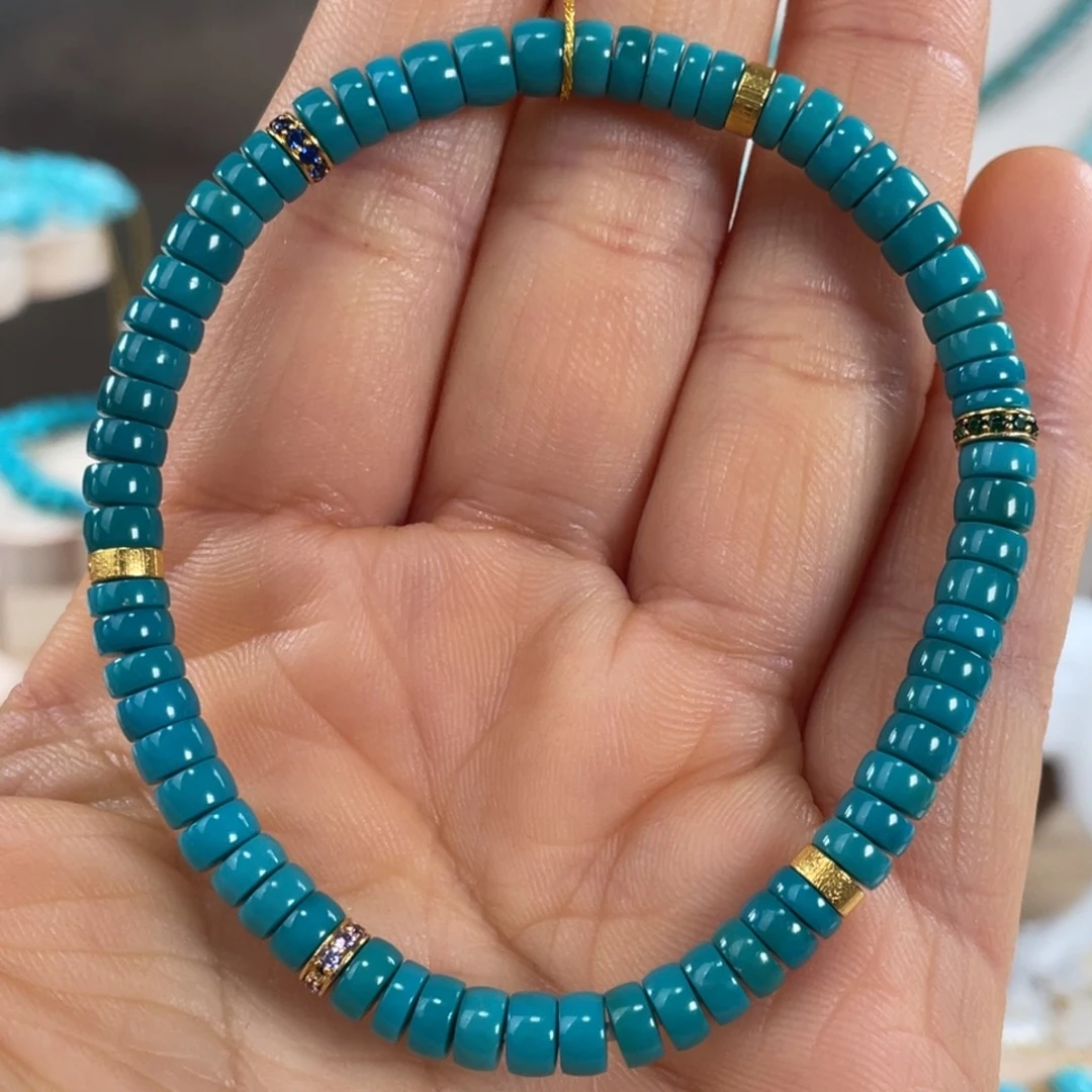 绿松石未镶嵌套链玉化直切