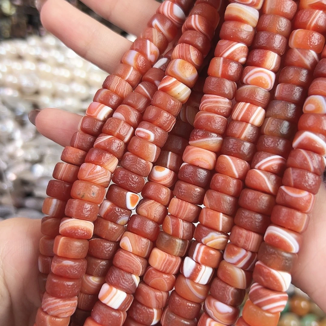 玛瑙/玉髓合金珠宝半成品b121哑光红玛瑙隔片一条