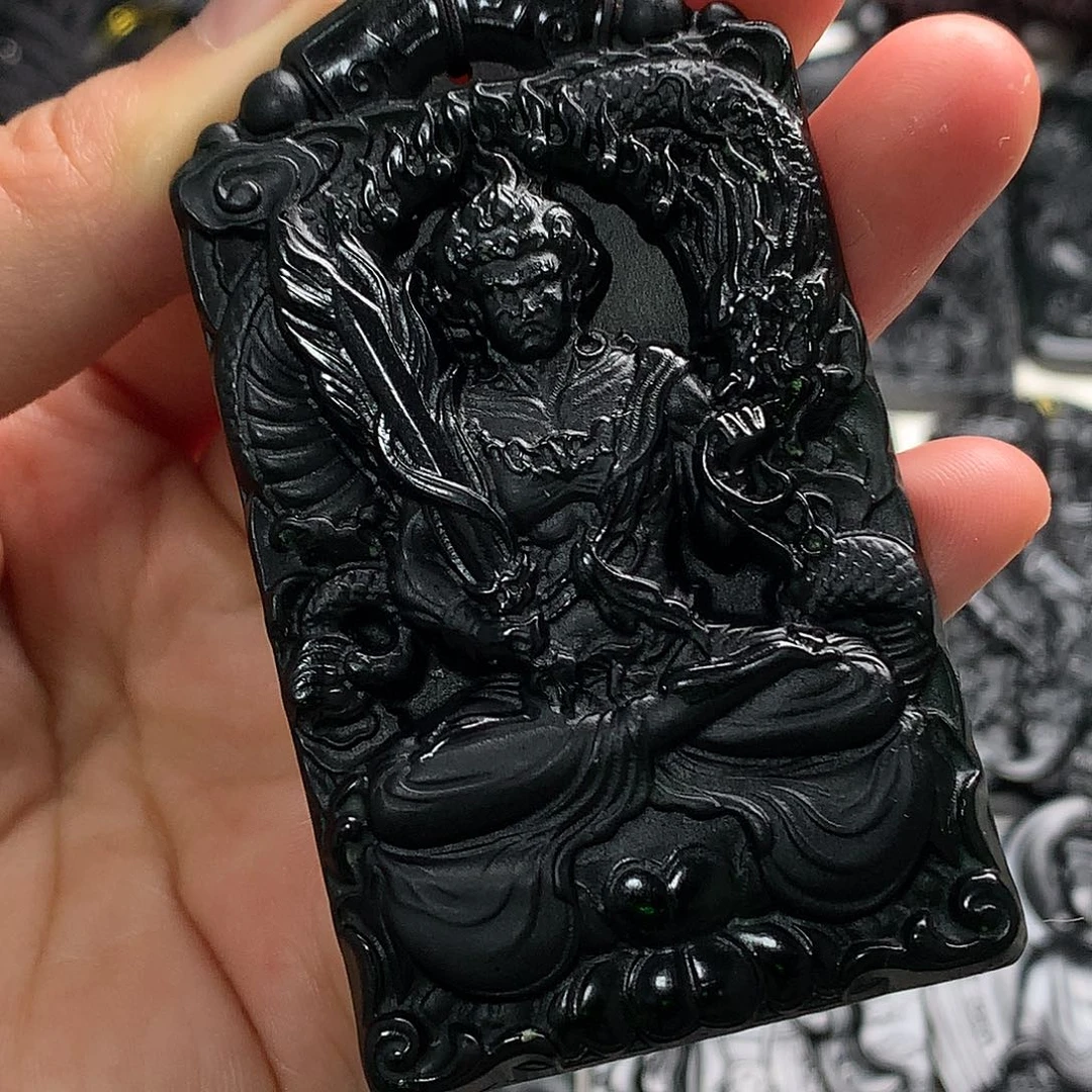 天然缅甸a货钢琴黑挂件