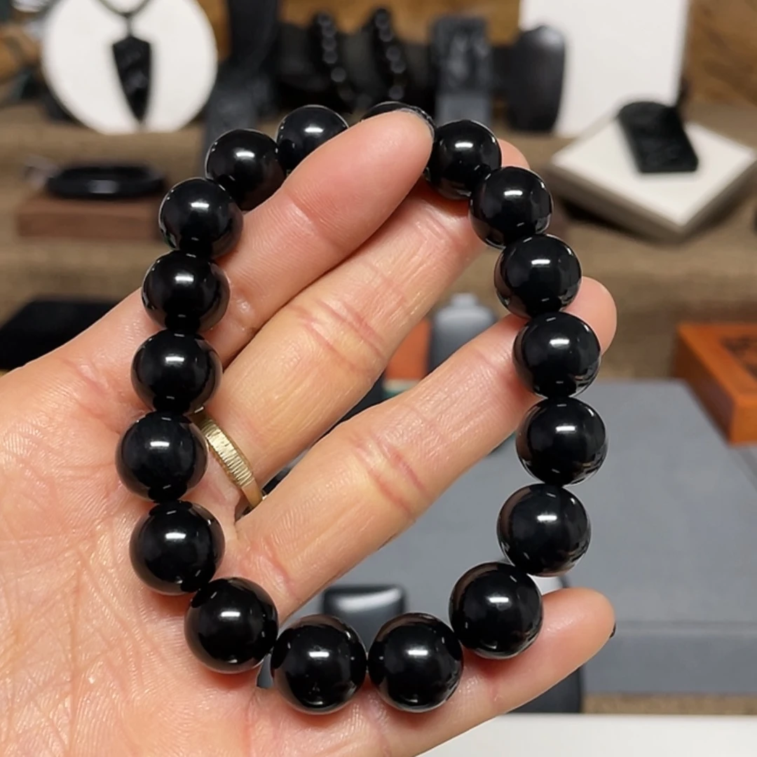 【闪购商品】和田玉（墨玉）手串未镶嵌東*高羊脂特价卡12