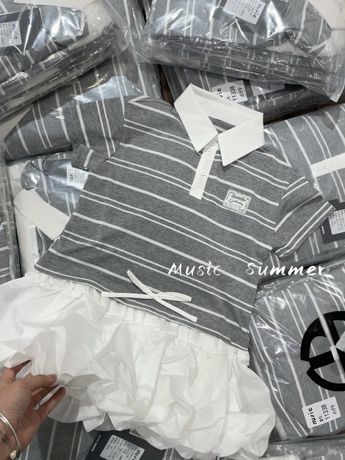 【郭郭童品】木➕条纹Polo裙11338