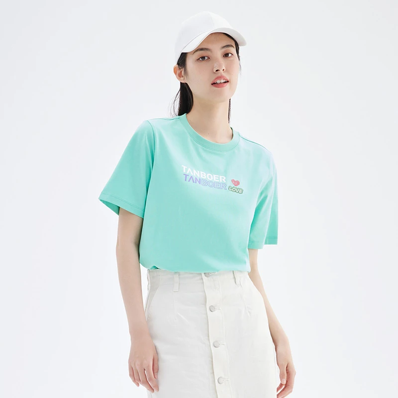 坦博尔春夏短袖t恤女凉皮速干百搭时尚舒适圆领外穿上衣TD2620218