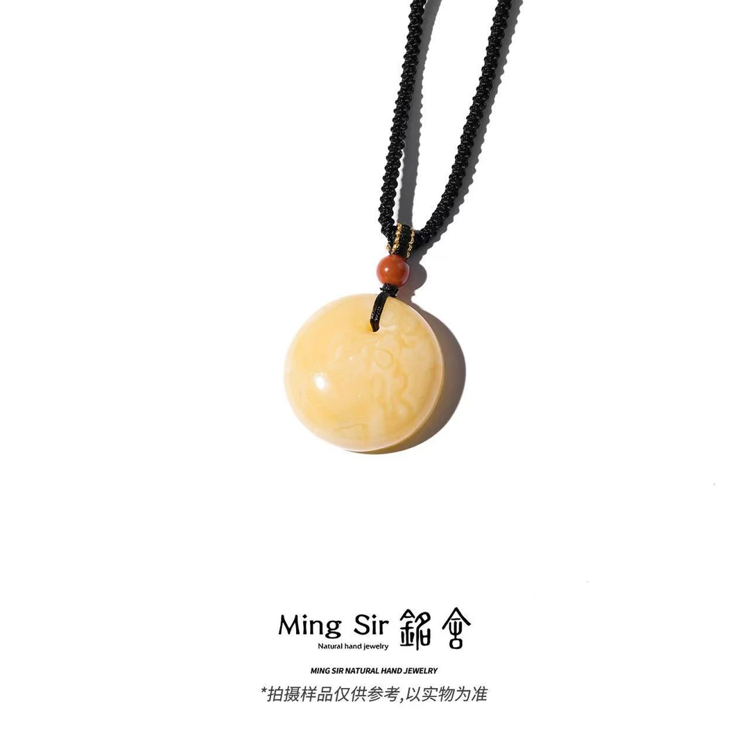 【铭舍 公主扣浓花高大克重】天然俄料琥珀蜜蜡公主扣吊坠颈饰珠宝
