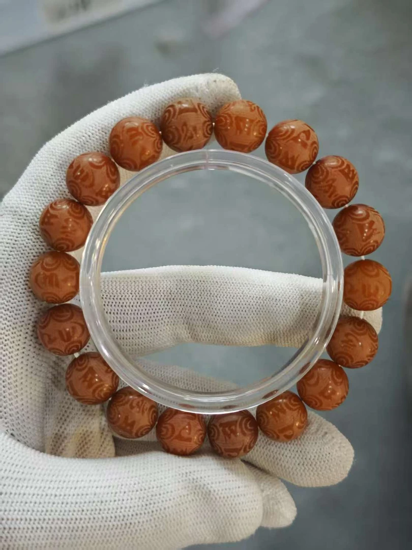 P187 菩提六字箴言1.2cm单圈圆珠手串