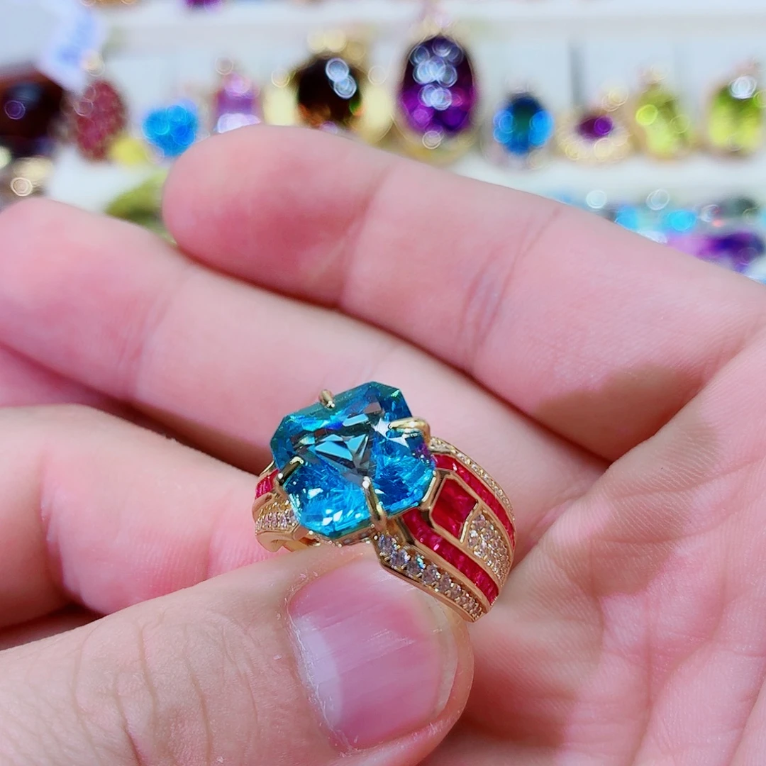 托帕石银S925镶嵌戒指