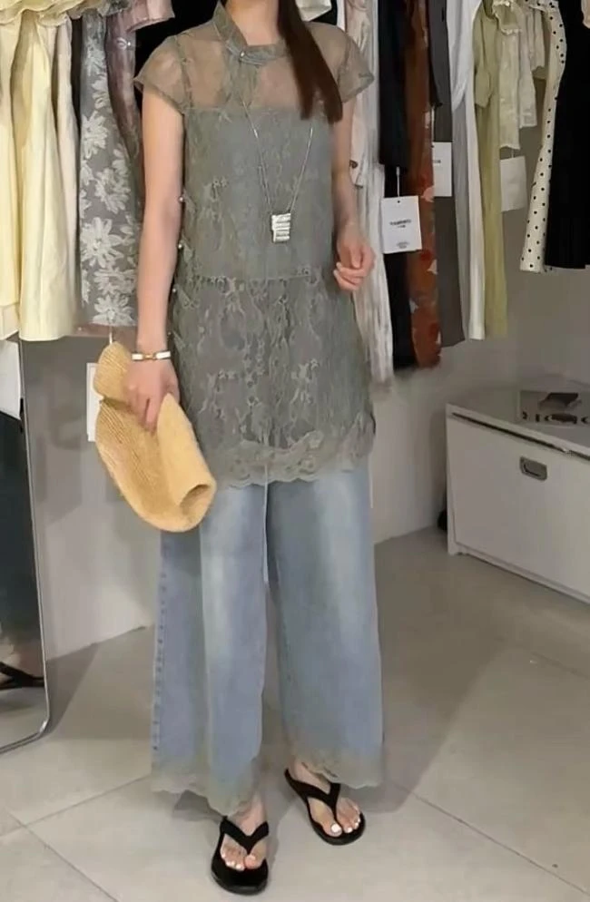 香香老板娘定制毛边盘扣上衣套装#96321