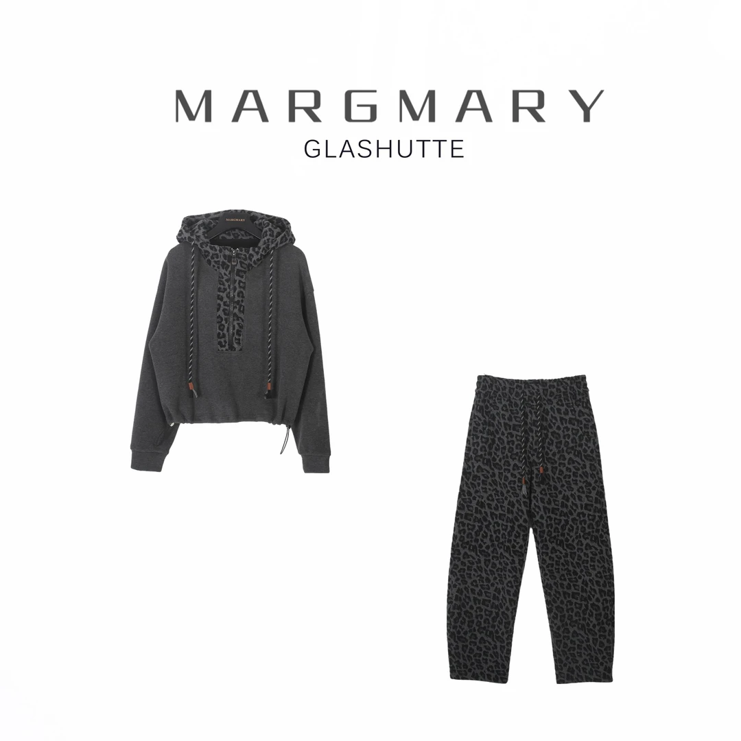 2025秋冬设计师新款休闲时尚百搭潮流豹纹半拉链连帽卫衣