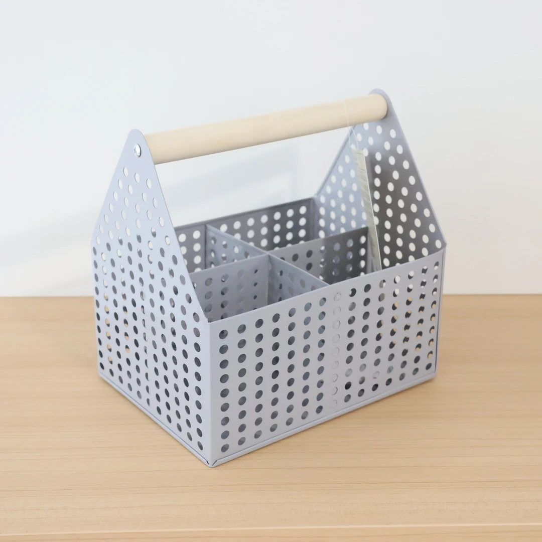 简约版四宫格铁艺收纳收纳透气筐子手提收纳饮料野餐收纳客厅家用