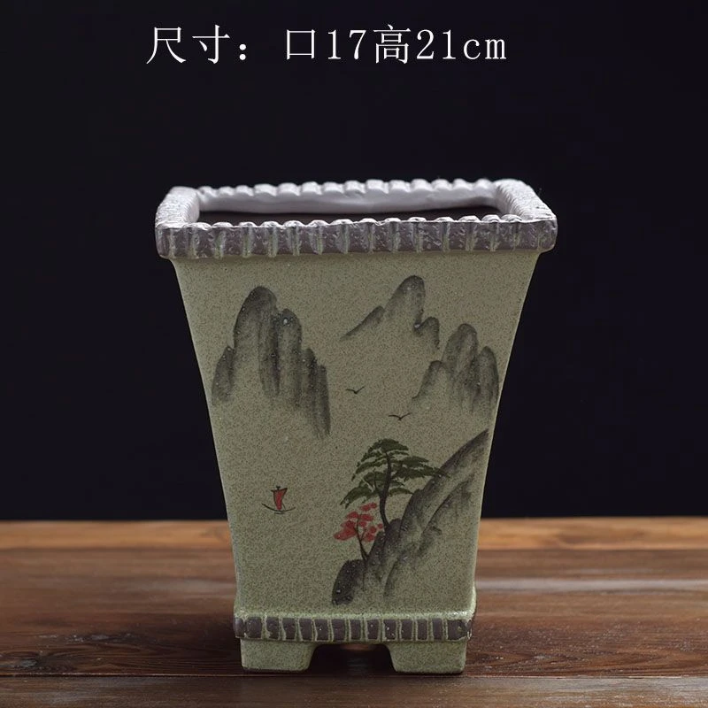 陶瓷兰花专用花盆高款四方造景绿植盆景