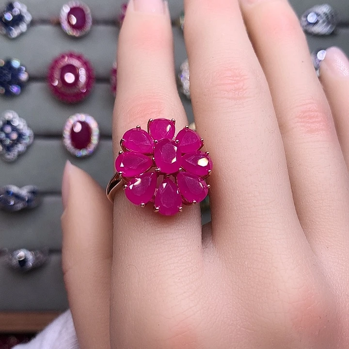 银S925镶嵌戒指红宝石