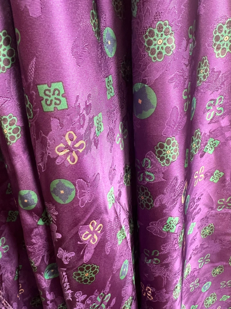 【紫色宝相花】布头时装面料花萝香云纱提花绢纺莨纱重磅顺德莨绸