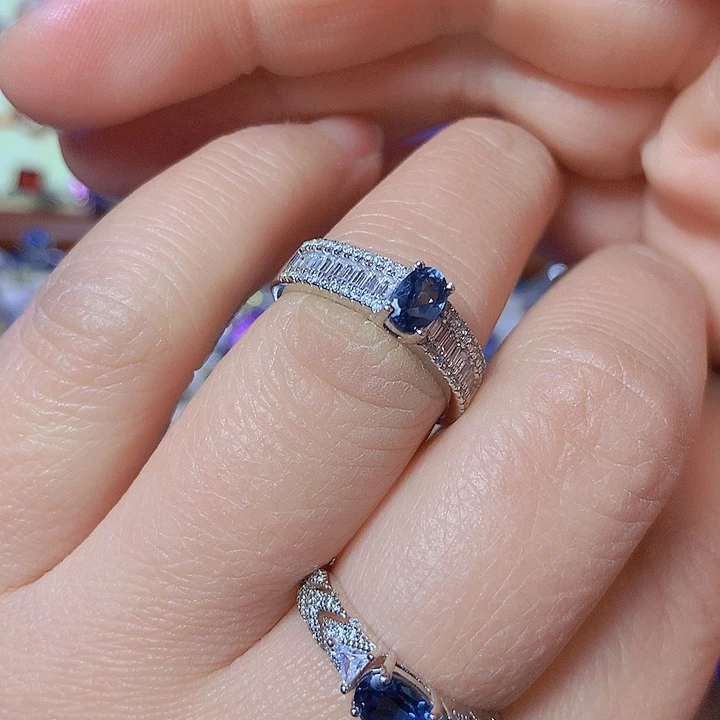 托帕石戒指银S925镶嵌小*