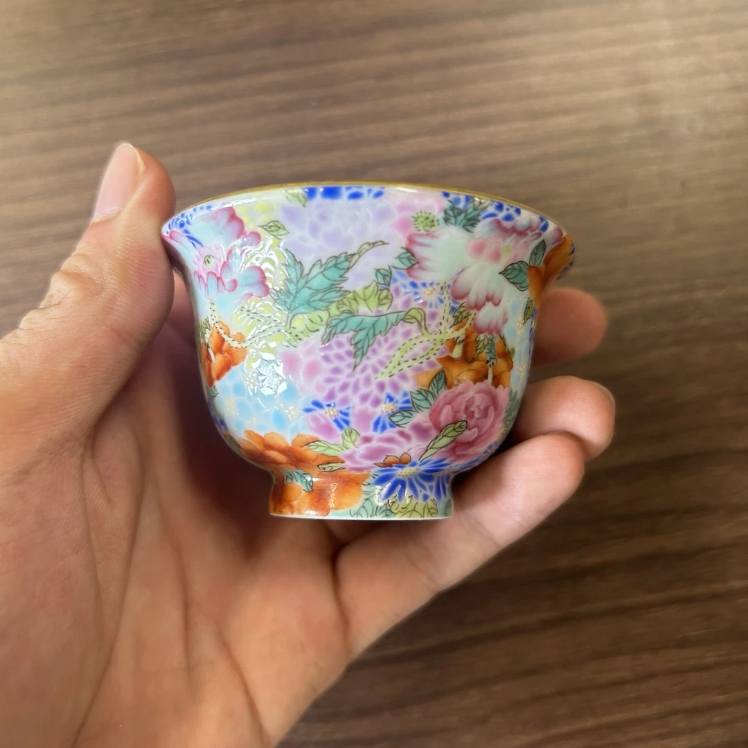 【央广非遗】景陶院珐琅彩万花小压手杯jty169