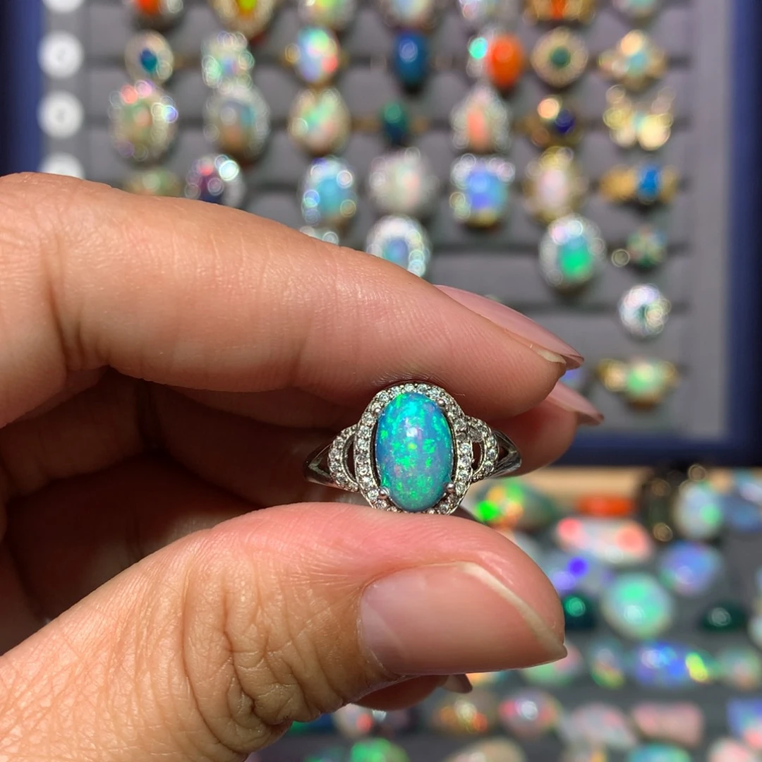 欧泊戒指款式银S925镶嵌