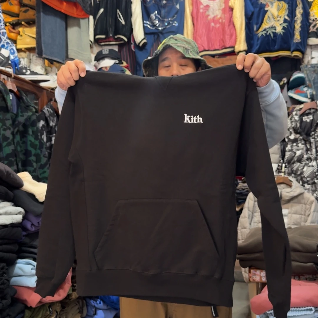 套头款Kith连帽加绒卫衣，中码大码