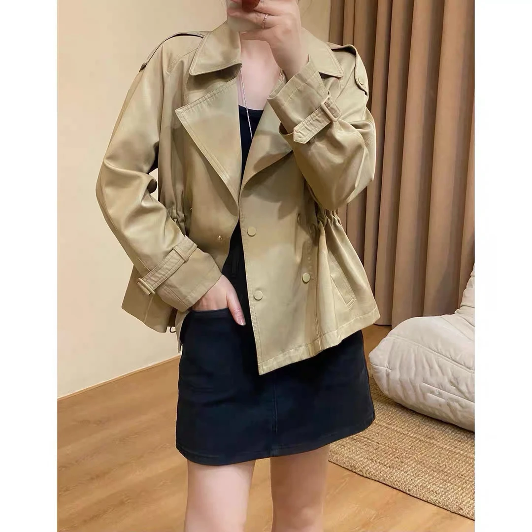 {伊伊}小个子收腰双排扣风衣春秋新款百搭女外套