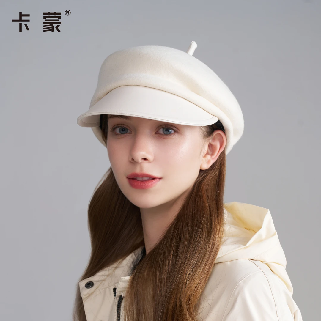 kenmont/卡蒙【达人】贝雷帽女款2025新款显脸小大帽檐韩系鸭舌帽