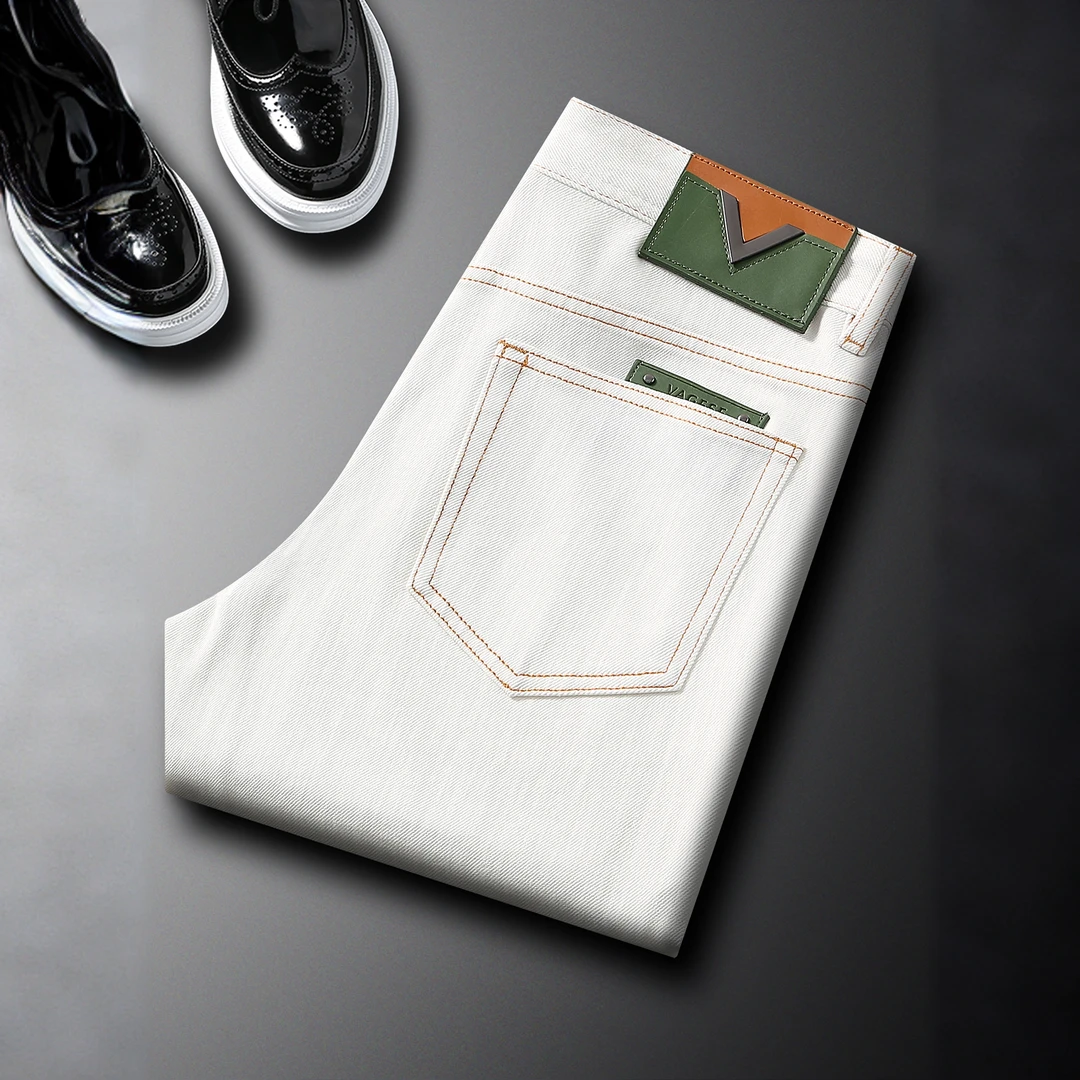 路茨梅帕秋季牛仔裤男辑明线潮流潮牌弹力修身小直筒裤子休闲中腰