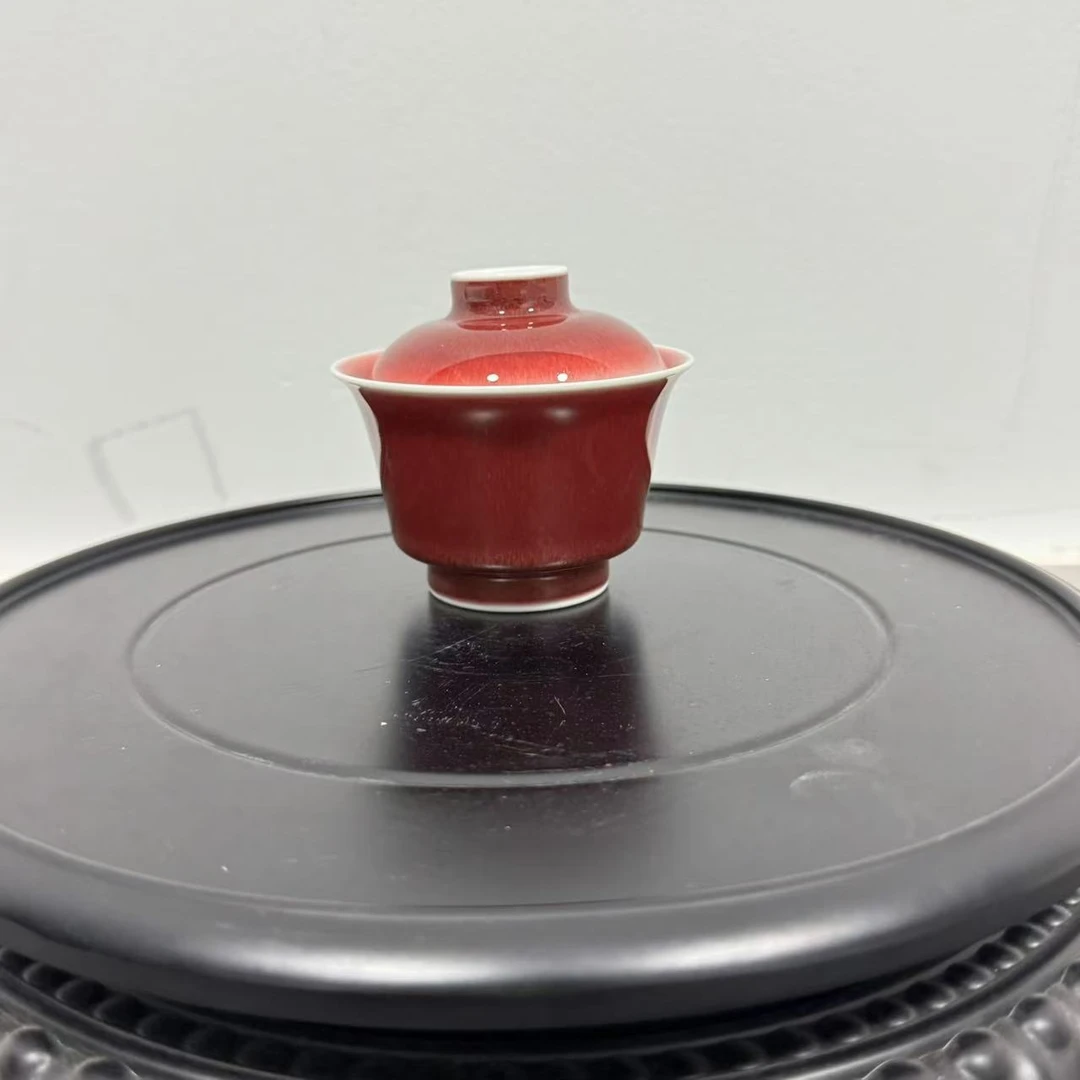 逸古堂郎红马蹄盖碗-Y65