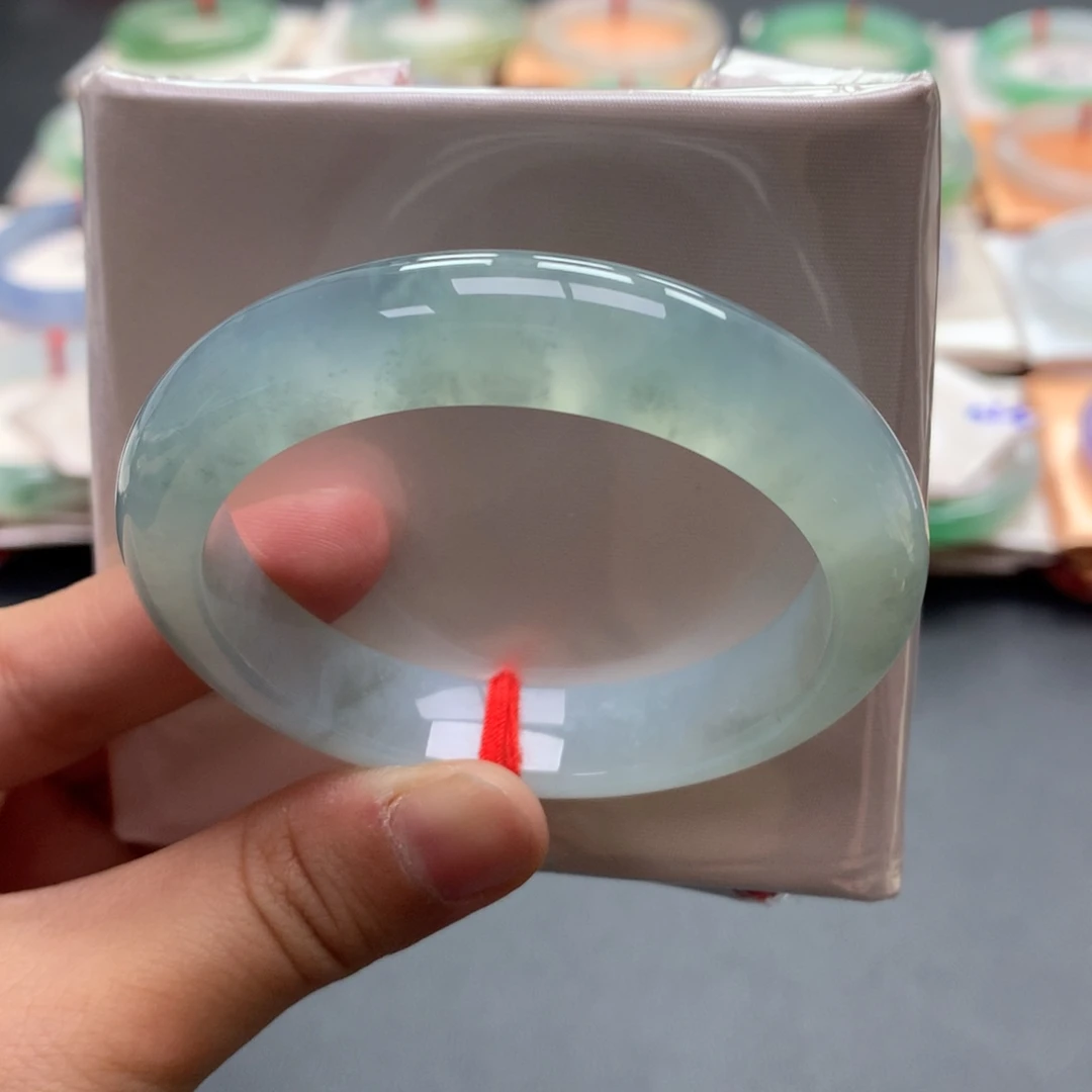 没***@翡翠未镶嵌手镯51正冰种棉花糖