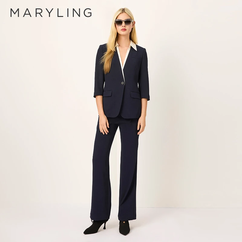 MARYLING玛俪琳2025摩登光泽感重磅三醋酸百搭显瘦长裤A1FCW51240