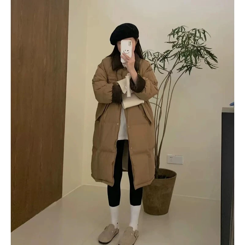 新国标大朵绒24年新款韩版灯芯绒白鸭绒羽绒服时尚宽松休闲保暖4