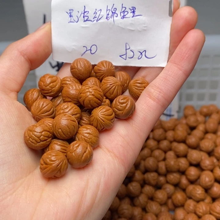 手串桃核12mm左右野生红锦鲤20颗（打孔）
