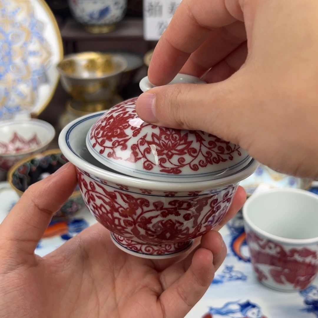 景***花瓷片景德镇手工手绘陶瓷