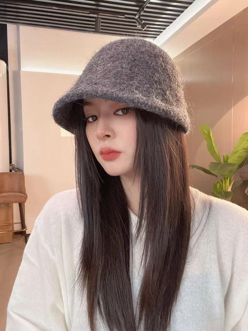 【前长后短小盆帽】冬季秋冬帽子法式女款复古渔夫帽时尚水桶帽女士