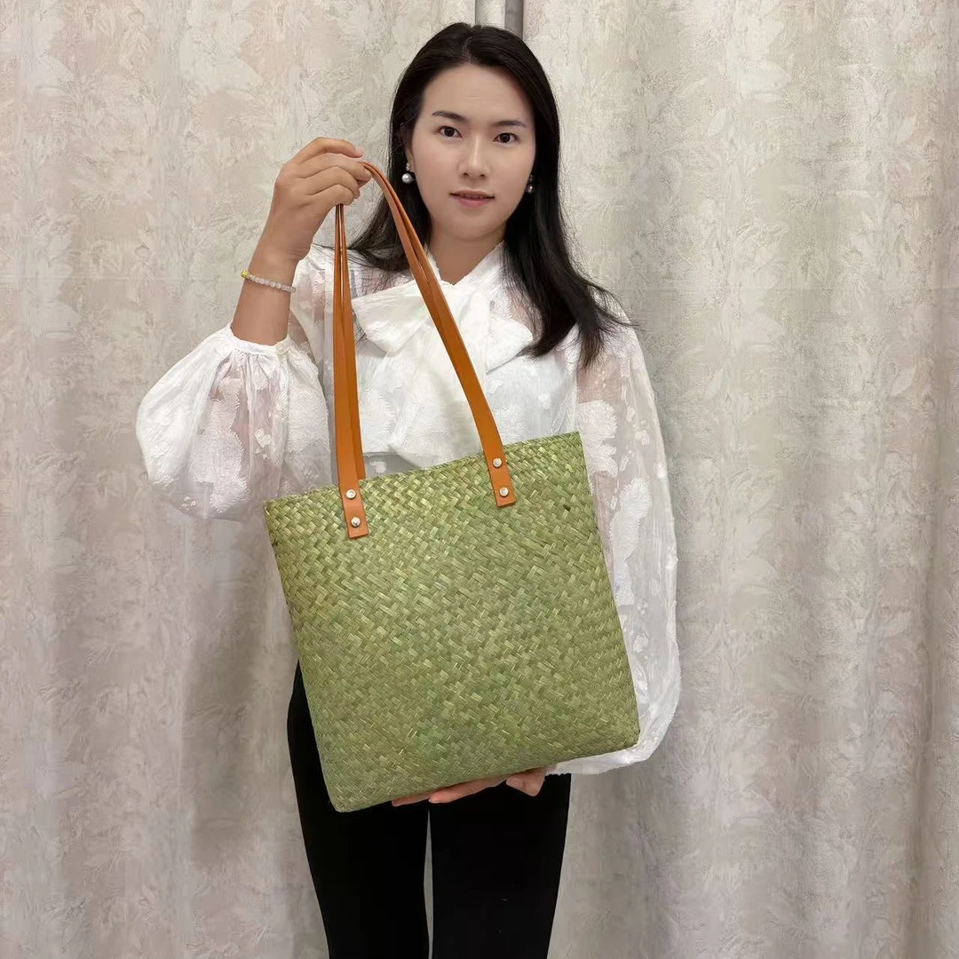 【湛江妃小】蒲草手工编织包大容量托特包女单肩包海边度假沙滩包