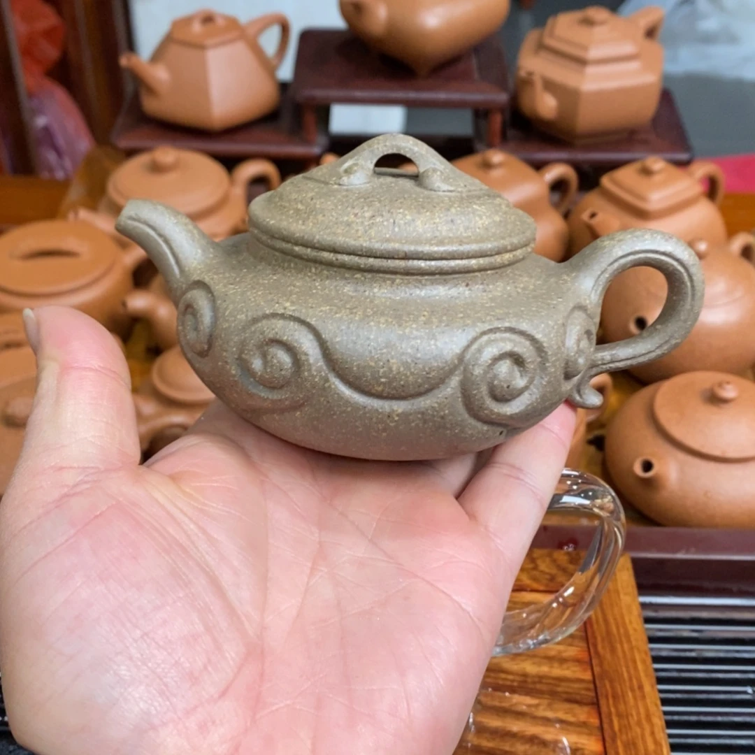 茶壶紫砂紫砂壶仿古如意青降坡