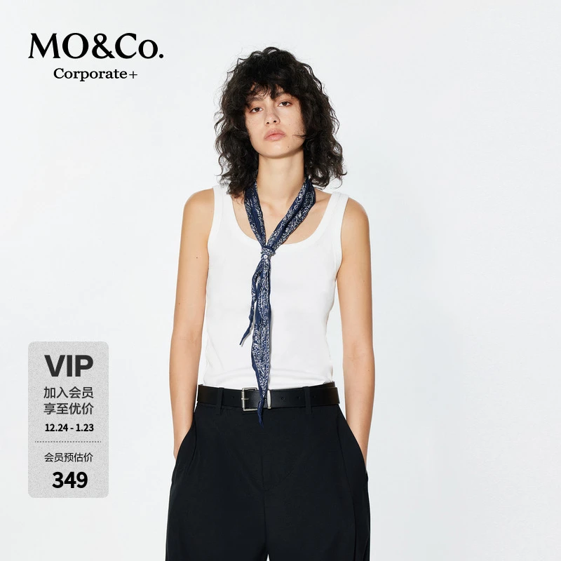 【C+系列】MOCO背心2025夏新品弹力棉感简法圆领修身MBE2VET009