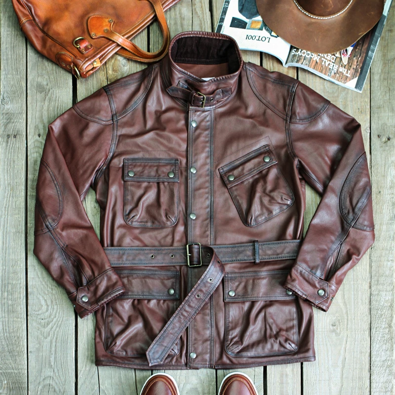 直播福利皮衣牛皮紫标猎装