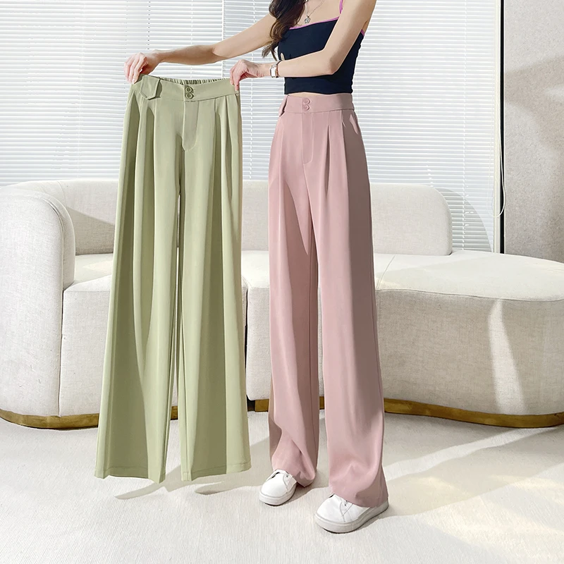 西装裤子女春秋2025新款夏季薄款高腰垂感小个子直筒窄版阔腿裤女